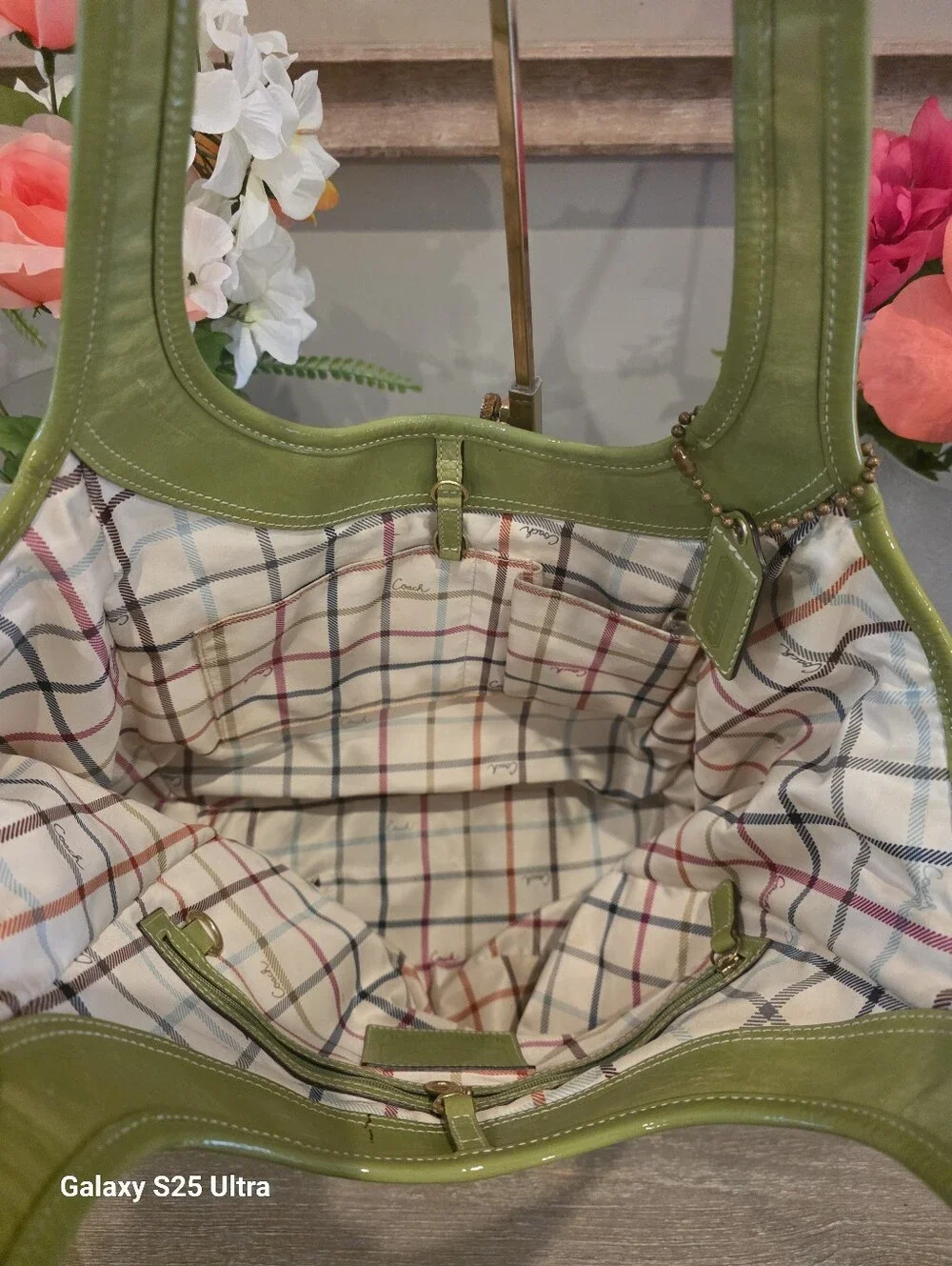 Coach Super Rare Humongus Embossed Trim And Jacqard Belted Ergo